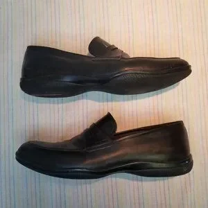 Prada | Shoes | Mens Prada Black Leather Penny Loafers Size  display picture 2